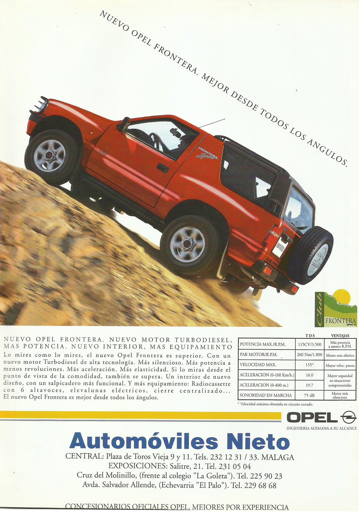 Revista Local 4x4 32 Interior Contraportada Opel Frontera Automóviles Nieto